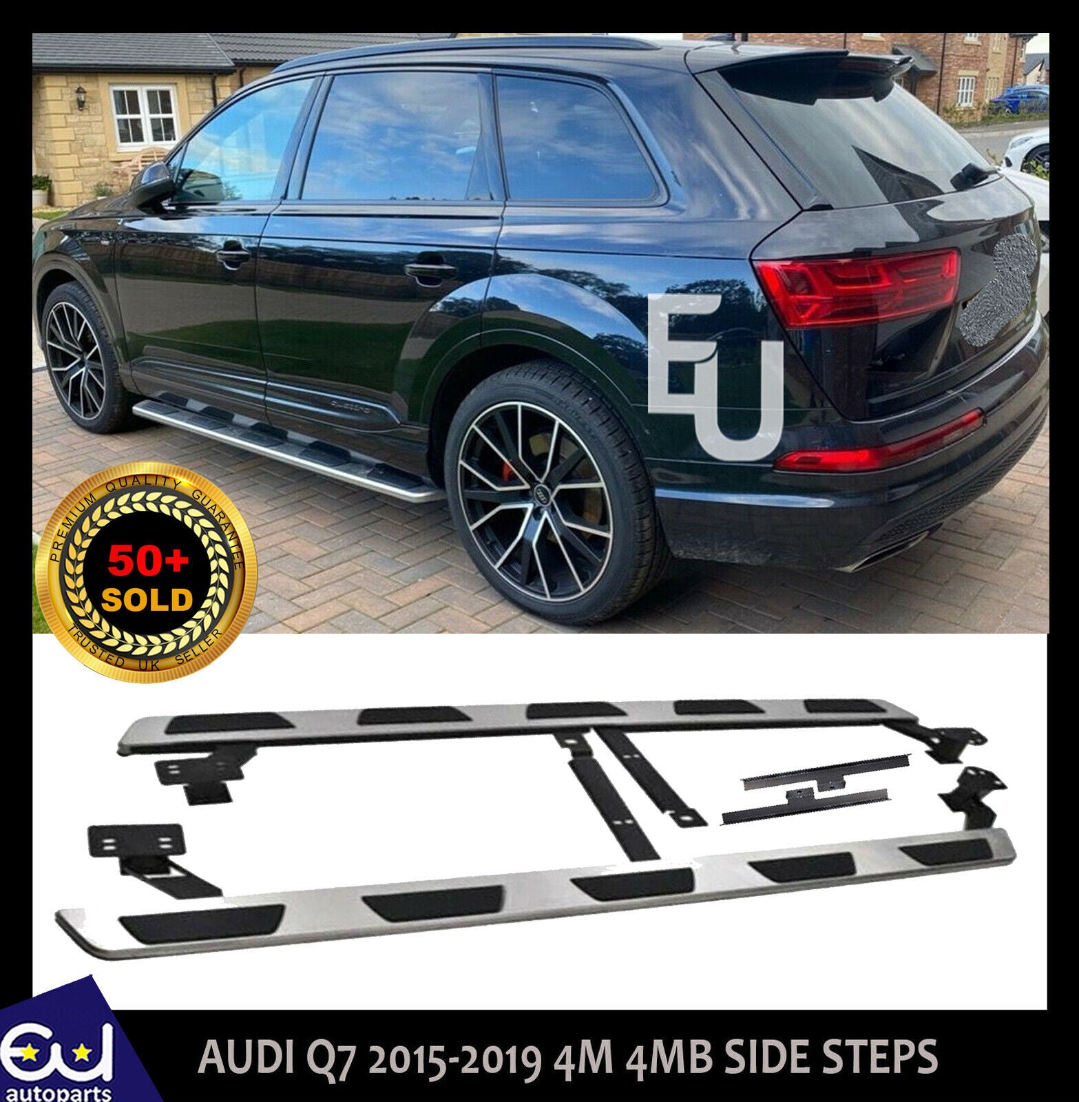 FOR AUDI Q7 20152019 4M 4MB SIDE STEPS RUNNING BOARDS GUARD BRUSHED S